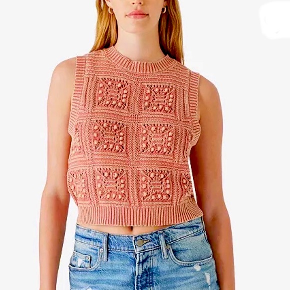 Lucky Brand Sweaters - New Lucky Brand Womens Cotton Copper Brown Acid Wash Cotton Knit Sweater Vest
